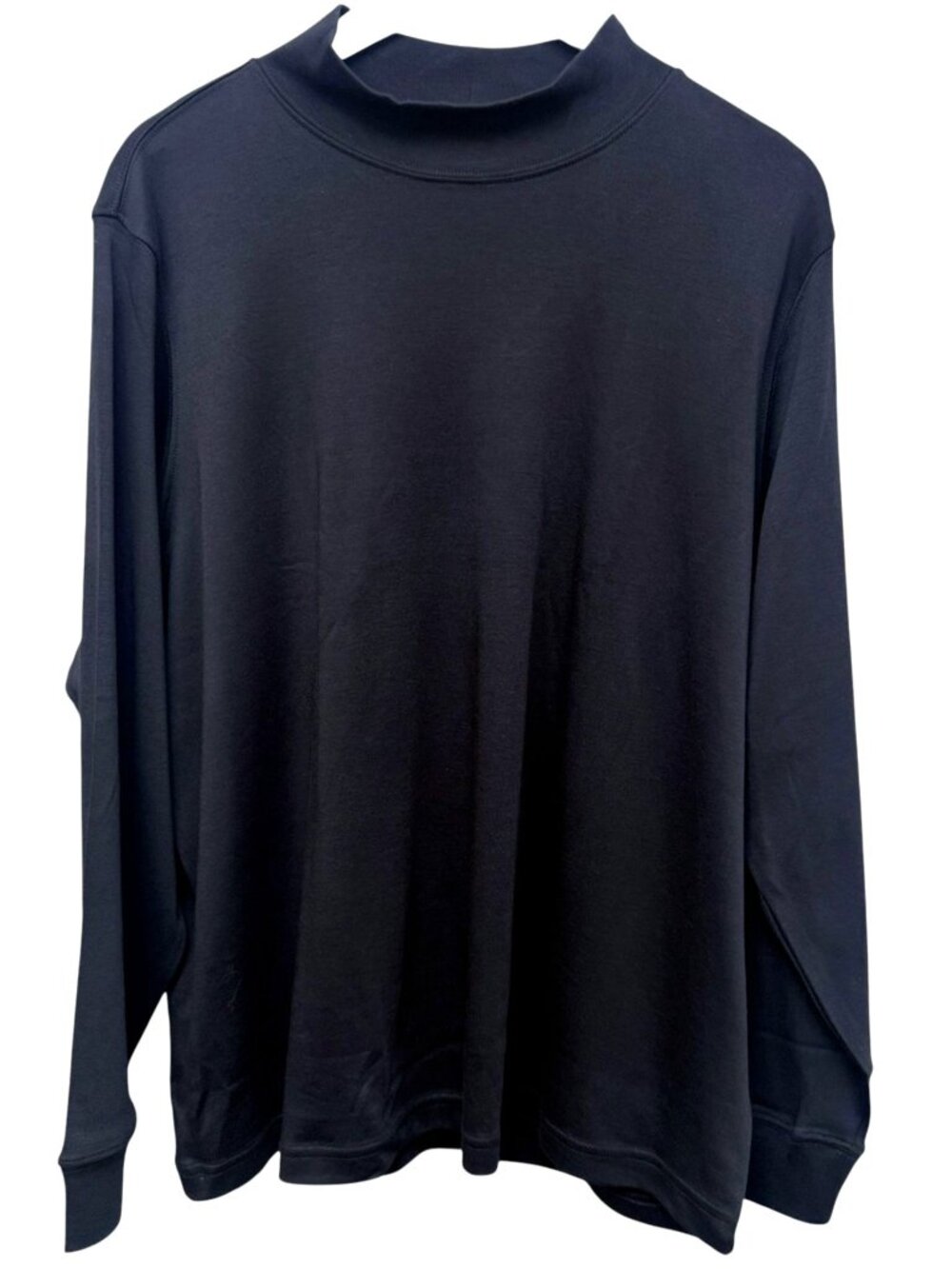 LANDS END Womens Turtleneck Plus Size 2X Navy Blue 100% Cotton Mock Neck NWOT